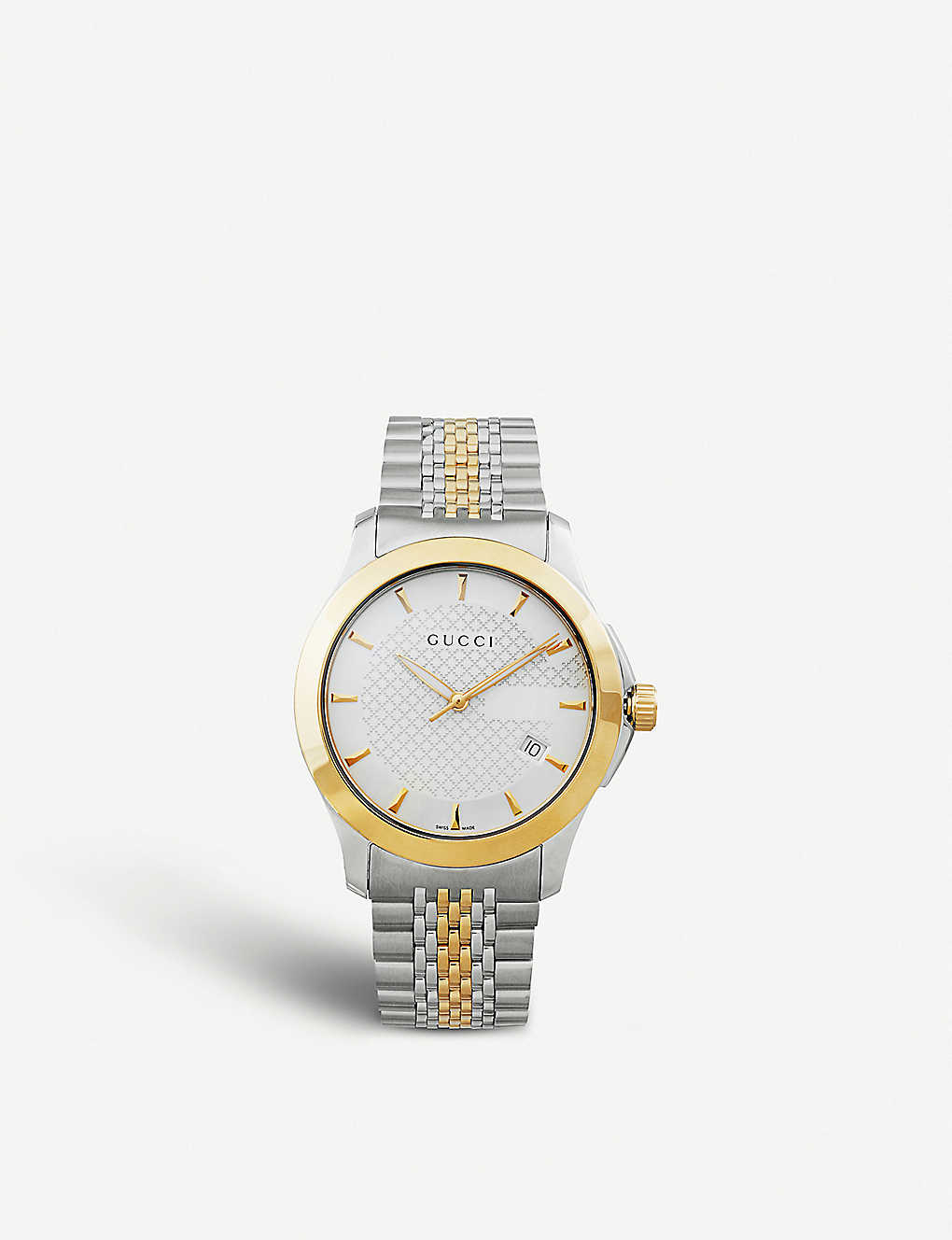 GUCCI YA126409 G-TIMELESS COLLECTION STAINLESS STEEL AND YELLOW-GOLD PVD WATCH,757-10095-YA126409