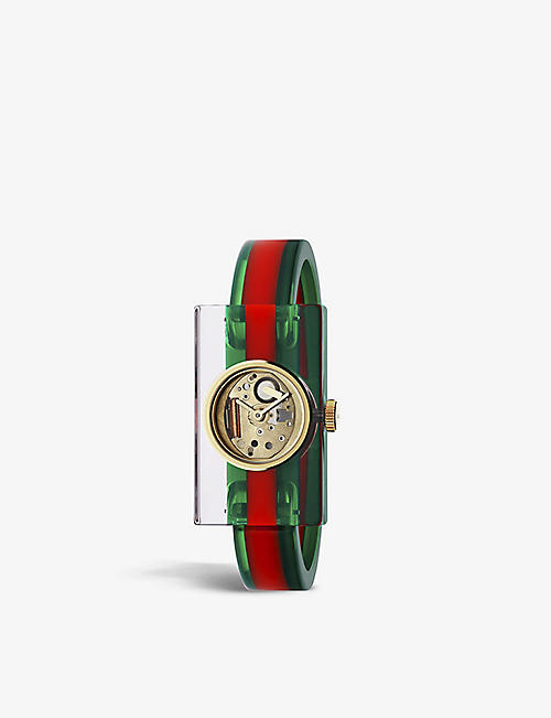 GUCCI: YA143501 Plexiglas bangle watch