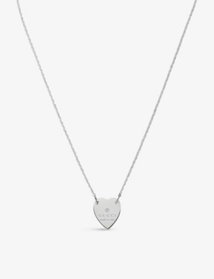 Shop Gucci Women's Silver Trademark Sterling Silver Heart Pendant Necklace