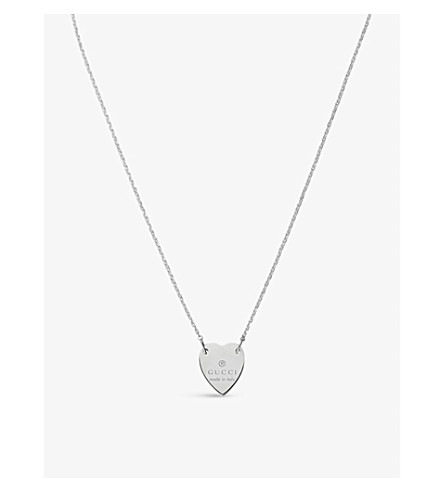 Shop Gucci Women's Silver Trademark Sterling Silver Heart Pendant Necklace