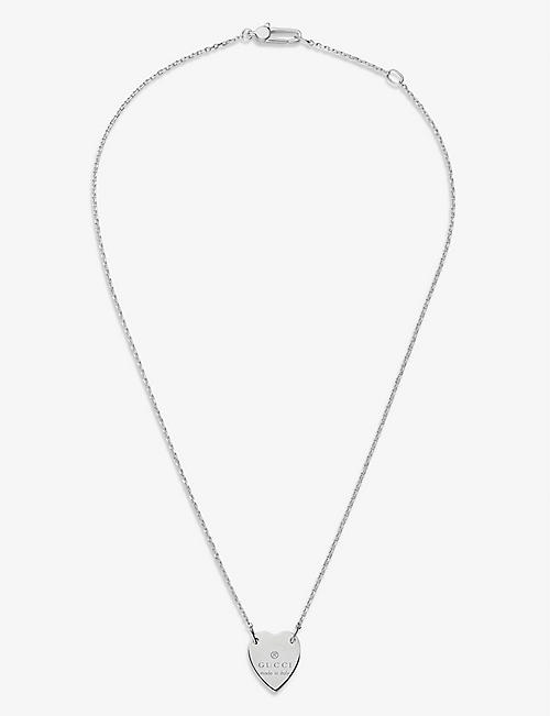 GUCCI: Trademark sterling silver heart pendant necklace