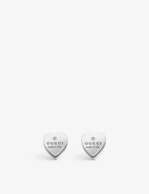 GUCCI: Trademark earrings heart-motif sterling silver stud earrings