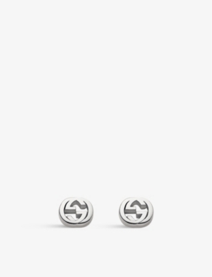 GUCCI - Interlocking G sterling silver stud earrings | Selfridges.com