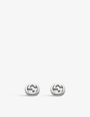 GUCCI Interlocking G sterling silver stud earrings Selfridges