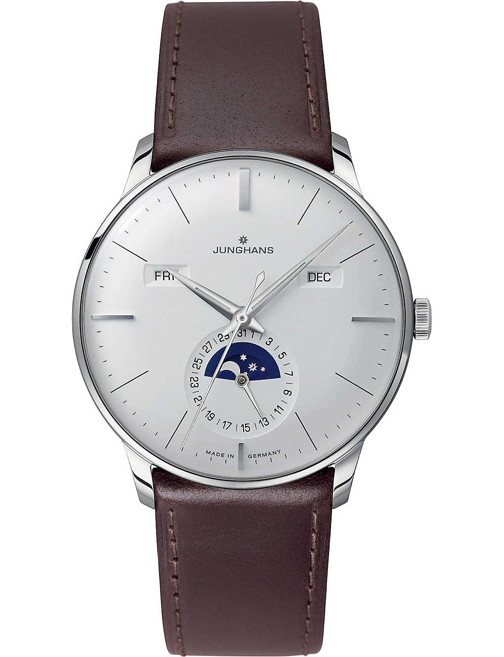 Junghans Men's Silver 027/4200.01 Meister Stainless Steel And Leather Calendar Watch