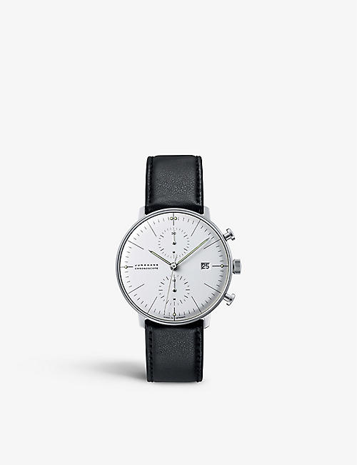 JUNGHANS: 27/4600.04 Max Bill stainless steel and leather watch