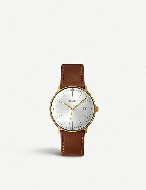 JUNGHANS: 027/7700.00 Max Bill stainless steel and leather automatic watch