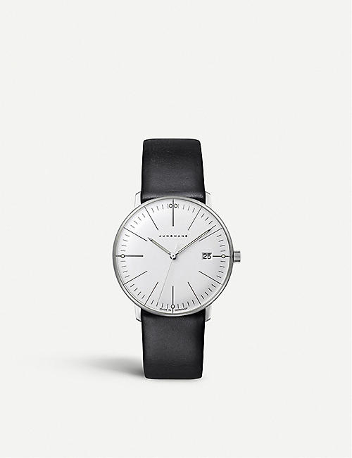 JUNGHANS: 580335 Max Bill Damen stainless-steel and leather quartz watch