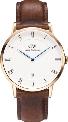 DANIEL WELLINGTON   1100DW Dapper St Mawes rose gold plated and leather watch