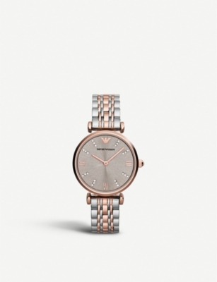 EMPORIO ARMANI   AR1840 stainless steel and rose gold plated watch