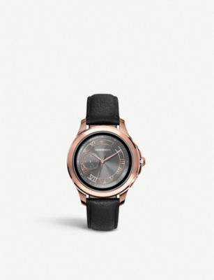 EMPORIO ARMANI ART5012 Alberto stainless steel and leather smart watch Selfridges