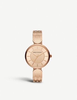 armani exchange gold plated watch