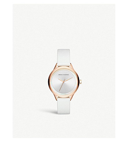 Armani Exchange AX5604 HARPER ROSE-GOLD PLATED STAINLESS STEEL AND LEATHER WATCH