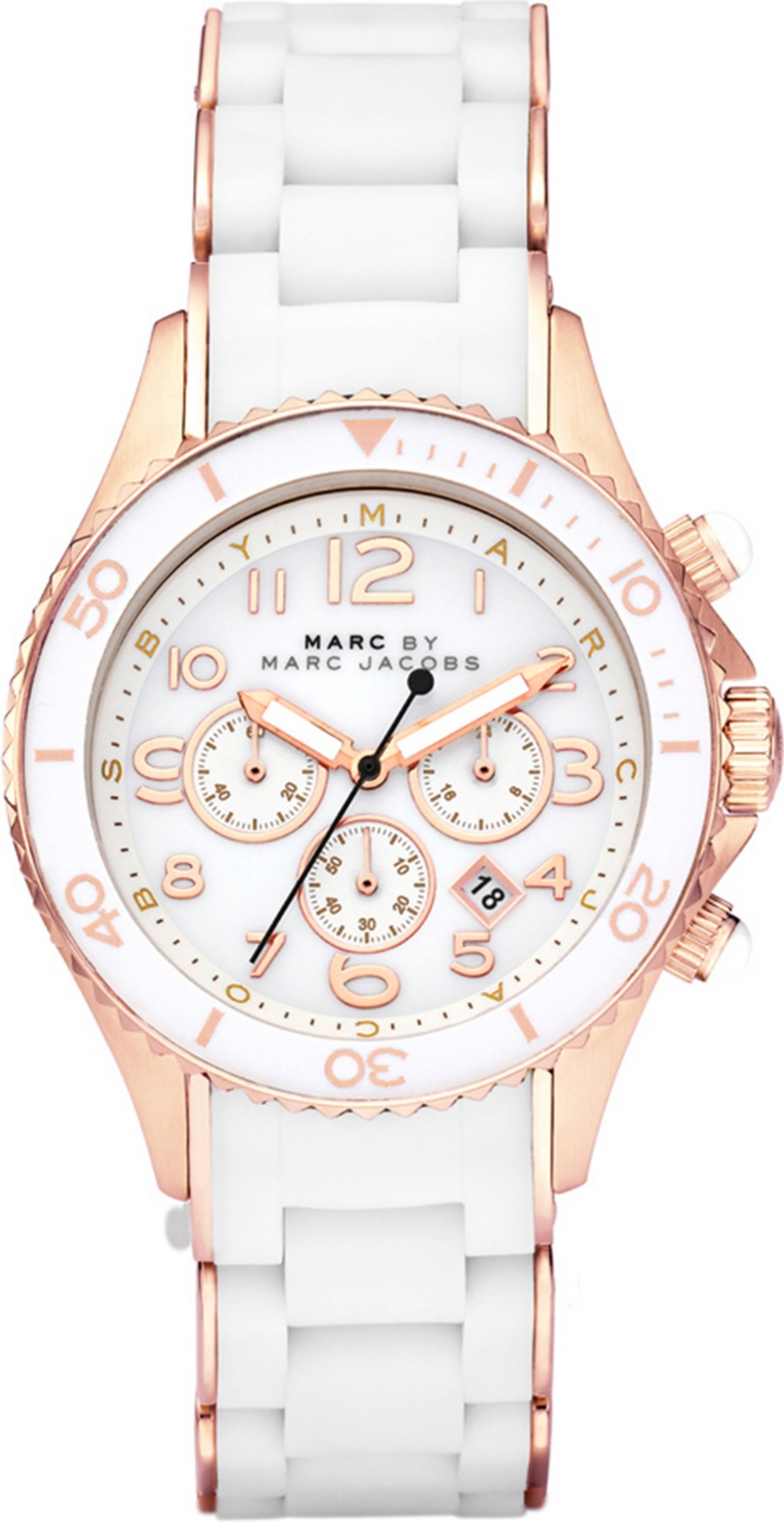 MARC BY MARC JACOBS   MBM2547 Rock rose gold plated and silicone chronograph watch