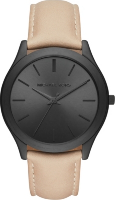 mk leather watch