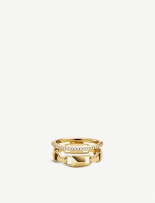 MICHAEL KORS Mercer Link yellow gold plated silver ring Selfridges