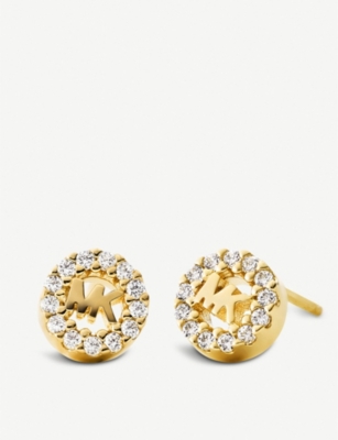 michael kors logo crystal stud earrings