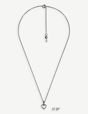 michael kors silver heart necklace