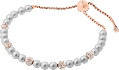 michael kors silver beaded bracelet