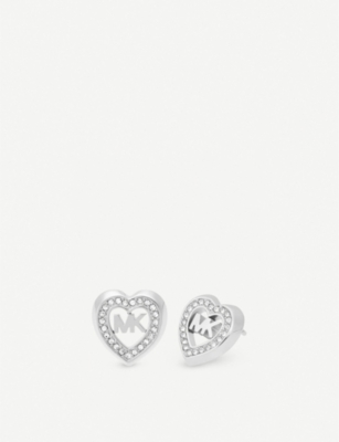 michael kors silver heart earrings