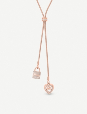 michael kors rose gold lock necklace
