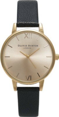 OLIVIA BURTON   OB14MD20 midi dial gold plated and leather watch