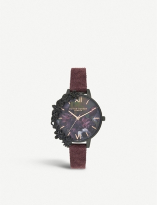 OLIVIA BURTON OB16AD44 After Dark ion plated stainless steel and suede strap watch Selfridges