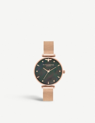 OLIVIA BURTON OB16AM145 Queen Bee rose gold mother of pearl watch Selfridges