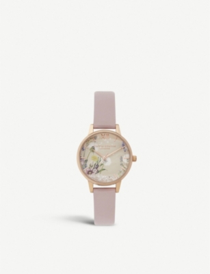 OLIVIA BURTON OB16SG04 The Wishing rose gold plated and vegan leather midi dial watch Selfridges