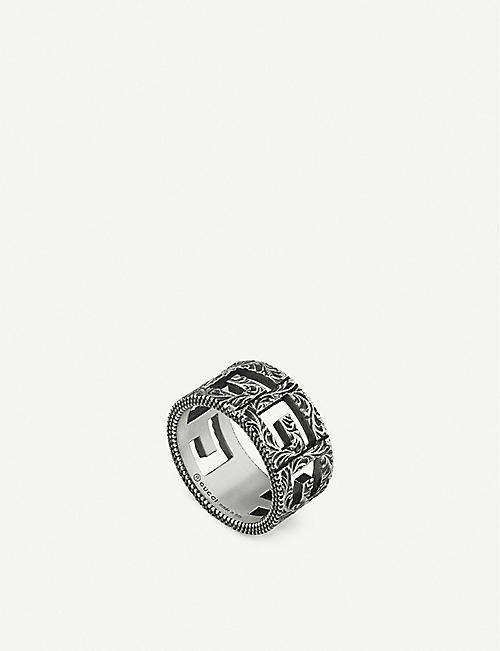 GUCCI: Square G sterling silver ring