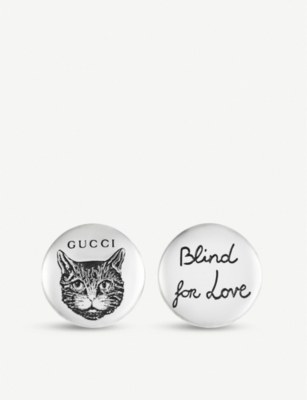 Gucci Blind For Love 猫刻纯银耳环 Selfridges Com
