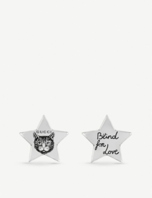 gucci blind for love cat earrings