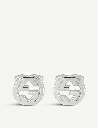 GUCCI: Interlocking G silver cufflinks