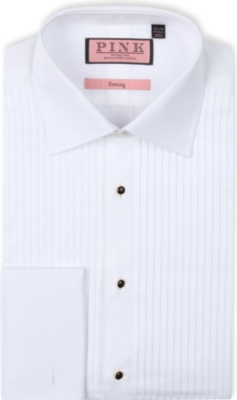 THOMAS PINK   Pleat classic fit double cuff evening shirt