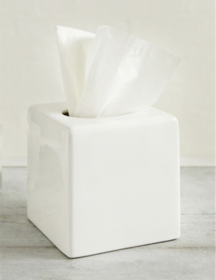 White porcelain shop tissue box cover