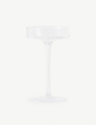 THE WHITE COMPANY: Small mouth-blown crystal glass pillar candle holder 25cm