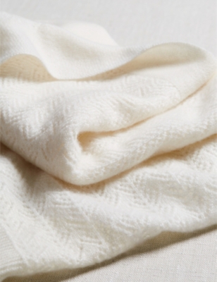 THE LITTLE WHITE COMPANY: Cashmere Christening blanket 100cm x 75cm