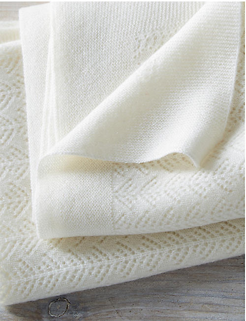 THE LITTLE WHITE COMPANY: Cashmere Christening blanket 100cm x 75cm