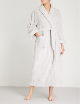 Shop The White Company Womens Pearl Grey Cotton-towelling Dressing Gown