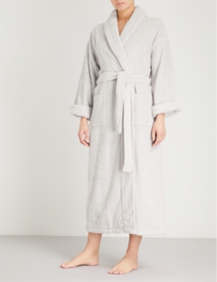 Shop The White Company Women's Pearl Grey Cotton-towelling Dressing Gown