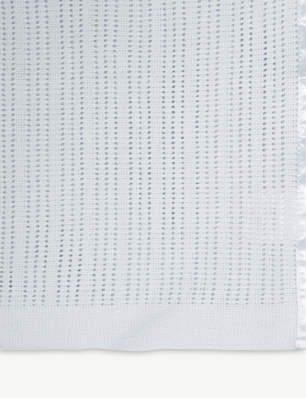 Satin-edged cellular cotton baby blanket