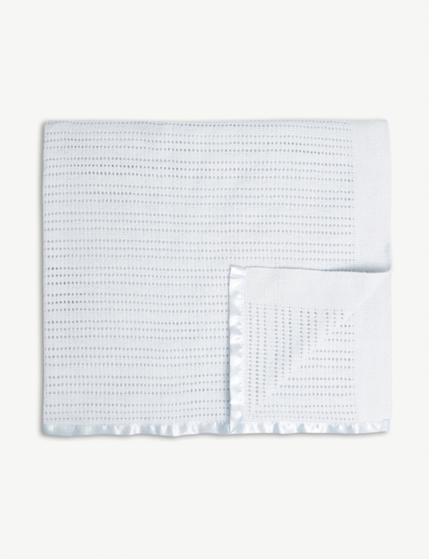 Satin-edged cellular cotton baby blanket