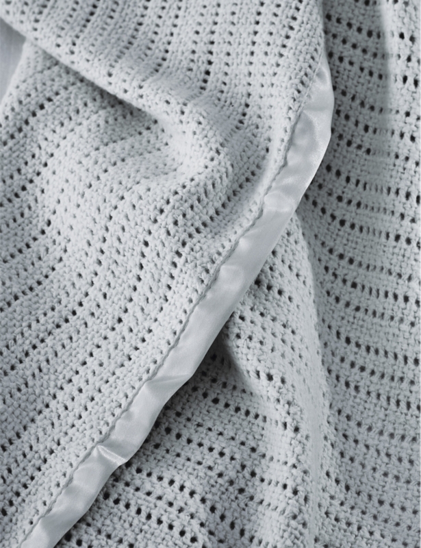 Satin-edged cellular cotton baby blanket