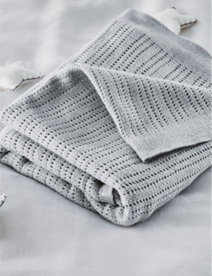 THE LITTLE WHITE COMPANY: Satin-edged cellular cotton baby blanket