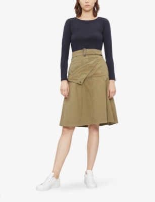 The White Company Essential Long Sleeve Stretch-cotton Top In Navy