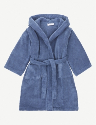 The Little White Company Girls Blue Kids Bear Ears Hydrocotton Dressing Gown 2-5 Years 4-5 Years