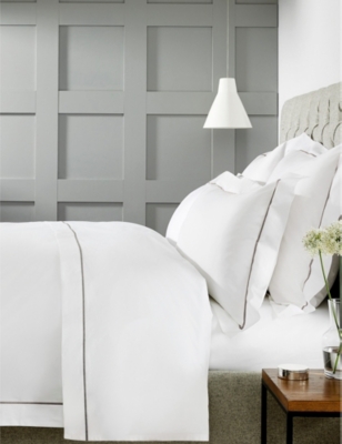The White Company White Savoy Emperor Cotton Flat Sheet In White/mink