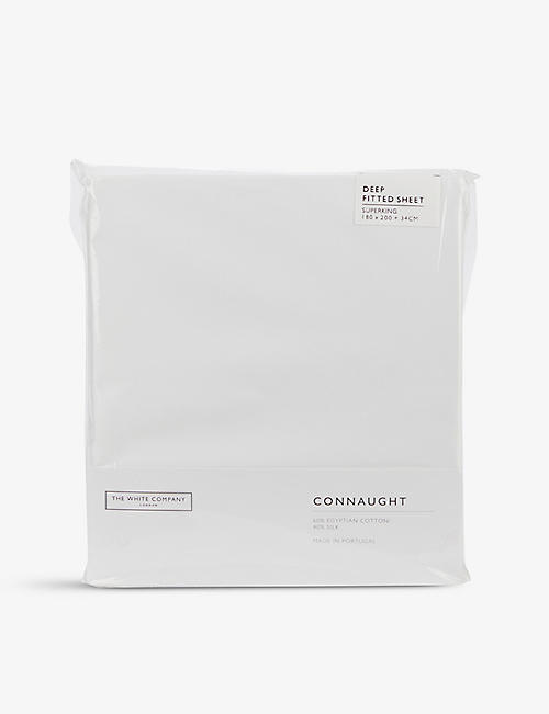 THE WHITE COMPANY: Connaught cotton and silk-blend super king deep fitted sheet