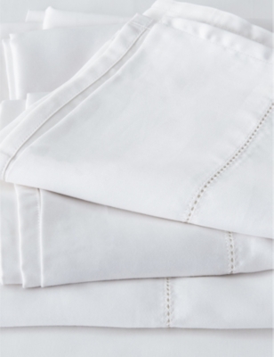 Shop The White Company Chalk Connaught Double Cotton And Silk-blend Duvet Cover