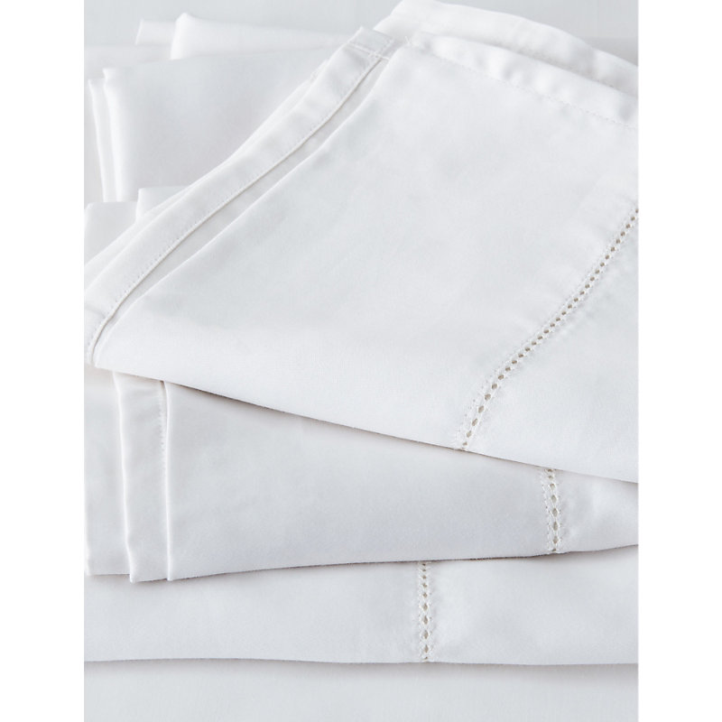Shop The White Company Chalk (white) Connaught Double Cotton And Silk-blend Duvet Cover